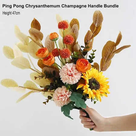 Set Of Ceramic Vase And Hand Made Artificial Flowers Bouquet