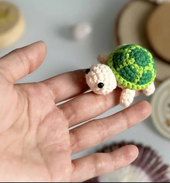 GLOSSYPLUS Mini Handmade Crochet Turtle Keychain