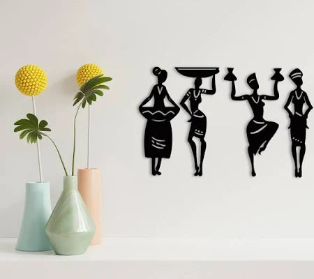AUROMIN THE Art OF INGENUITY Tribal Women 4 Pcs Wall Decoration