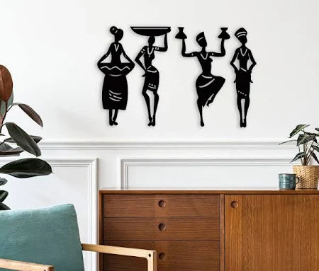 AUROMIN THE Art OF INGENUITY Tribal Women 4 Pcs Wall Decoration