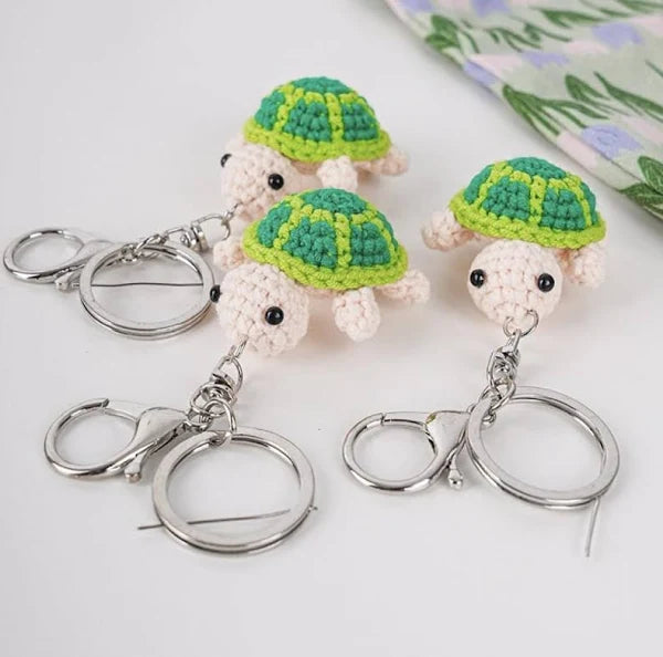 GLOSSYPLUS Mini Handmade Crochet Turtle Keychain
