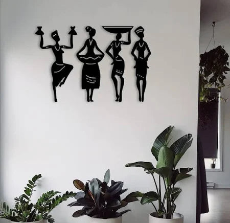 AUROMIN THE Art OF INGENUITY Tribal Women 4 Pcs Wall Decoration