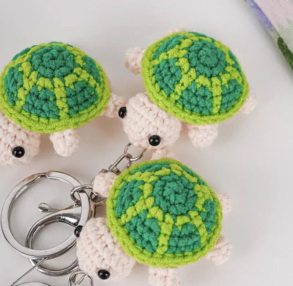 GLOSSYPLUS Mini Handmade Crochet Turtle Keychain